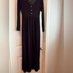 Amazon Black Buttoned Long Sleeve Dress